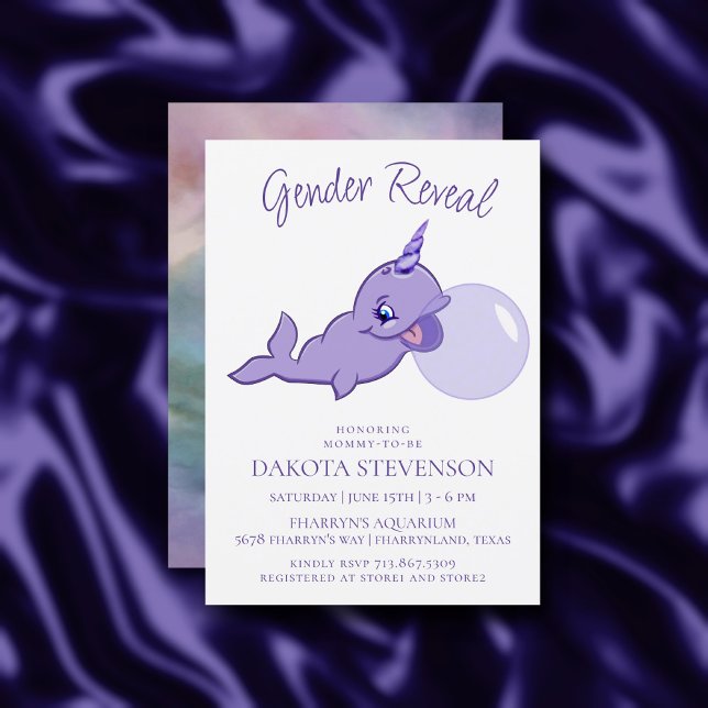 Invitation Purple Narwhal | Lilac Magic Sea Bubble Gum (Créateur téléchargé)