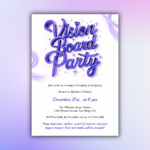 Invitation Purple Neon Vision Board Manifestation Party