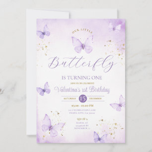 Invitation Purple Notre Petit Papillon tourne un Or