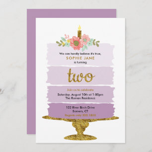 Invitation Purple Ombre Cake 2e Parties scintillant d'anniver