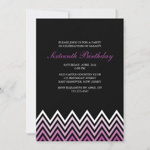 Invitation Purple Ombre Chevrons Anniversaire