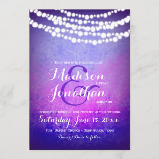 Invitation Purple Ombre Hanging Fairy Twinkle Lights Mariage