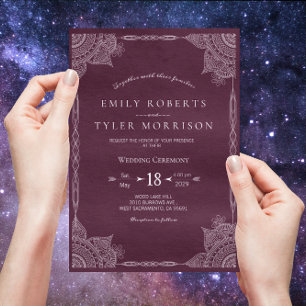 Invitation Purple Paisley Mandala Inde Mariage Invite