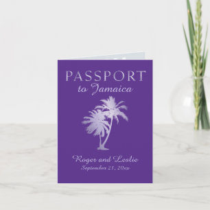 Invitation Purple Palm Faux Foil Jamaïque Passeport Mariage