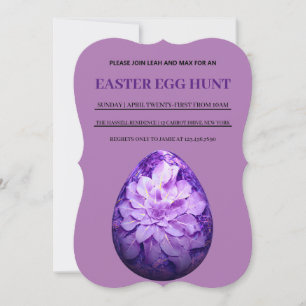 Invitation Purple Pâques Simple Brunch Chasse aux oeufs Invit