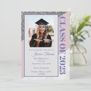 Invitation Purple Parties scintillant 2023 Graduation