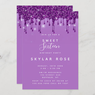 Invitation Purple Parties scintillant Drives Sweet sixteen fê