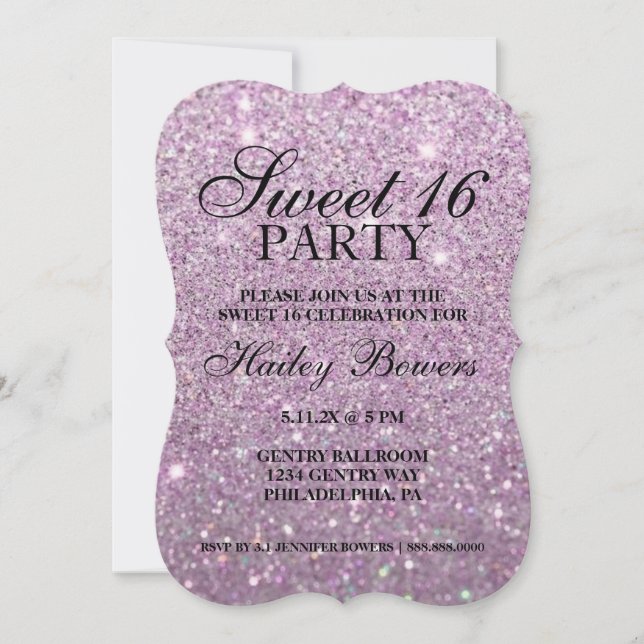 Invitation - Purple Parties scintillant Fab Sweet  (Devant)
