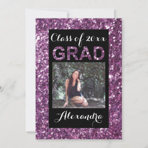Invitation Purple Parties scintillant-Look 1 photo Graduation