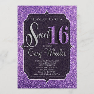 Invitation Purple Parties scintillant Sweet 16 Anniversaire I