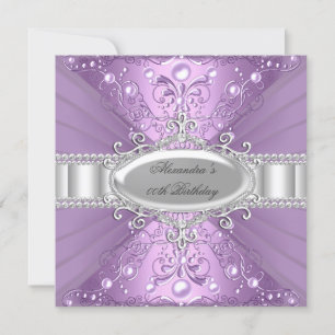 Invitation Purple Pearl & Diamond Damask Anniversaire Invitat