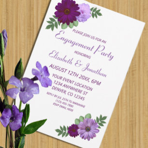 Invitation Purple Peony Floral Engagement