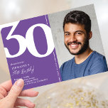 Invitation Purple Photo 30th Birthday Party<br><div class="desc">Créez des souvenirs durables à votre 30e anniversaire de bain avec ces invitations tendance à la fête d'anniversaire violet! Avec une grande police serif audacieuse montrant le numéro '30', une photo du garçon / fille d'anniversaire, et un modèle moderne facile à personnaliser, ces invitations capteront l'esprit de l'occasion. Grâce à...</div>