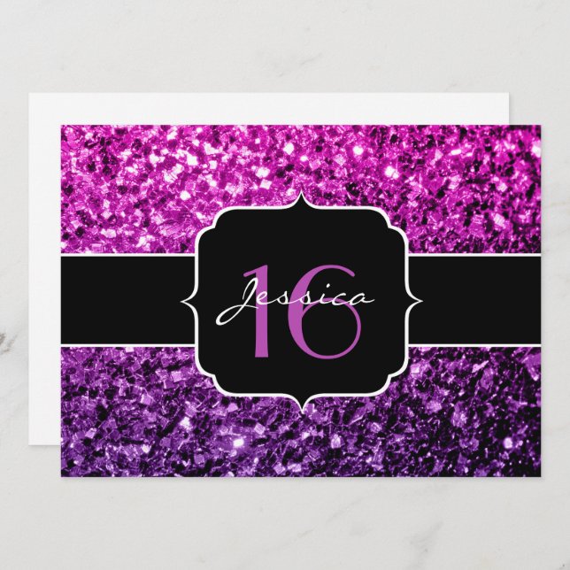 Invitation Purple Pink Ombre parties scintillant scintille Sw (Devant / Derrière)