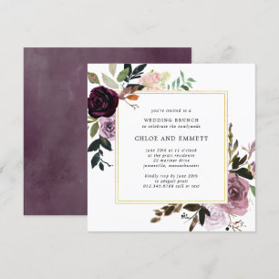 Invitation Purple Plum Mauve Pink Post Mariage Brunch