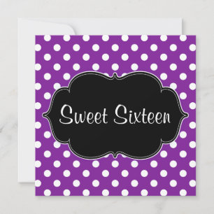 Invitation Purple Polka Dot Sweet 16 Anniversaire
