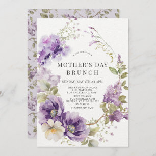 Invitation Purple Poppy & Lilac Floral Fête des Mères Brunch