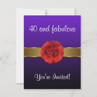 Invitation Purple Red Flower Gold Fabulous 40e