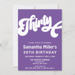 Invitation Purple Retro Super Photo 30th Birthday Party