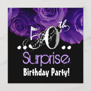 Invitation Purple Rose Bouquet 50e fête d'anniversaire surpri