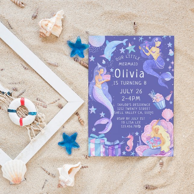 Invitation Purple/Rose Notre Petite Sirène Tous Les Âges Anni (Créateur téléchargé)