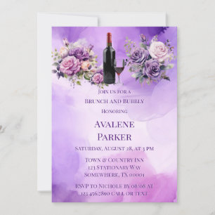 Invitation Purple Rose Rose Alcool Jardin Brunch & Bubbly