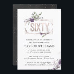 Invitation Purple royal| Cadre d'huile d'olive ornée de fleur<br><div class="desc">Une invitation simple mais belle aquarelle. Cette Vintage Invitation d'anniversaire inspirée, au charbon de bois et au papier d'aluminium Royal Purple Faux est l'invitation idéal pour donner le ton à une fête extraordinaire! Ajoutez votre libellé personnalisé à cette conception en utilisant les zones "Modifier ce modèle de conception" situées à...</div>