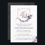Invitation Purple royal| Cadre d'huile d'olive ornée de fleur<br><div class="desc">Une invitation simple mais belle aquarelle. Cette Vintage Invitation d'anniversaire inspirée, au charbon de bois et au papier d'aluminium Royal Purple Faux est l'invitation idéal pour donner le ton à une fête extraordinaire! Ajoutez votre libellé personnalisé à cette conception en utilisant les zones "Modifier ce modèle de conception" situées à...</div>