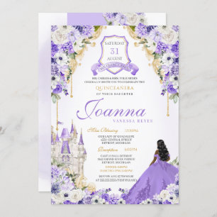 Invitation Purple Royal Princess Gold & Lavender Quinceanera