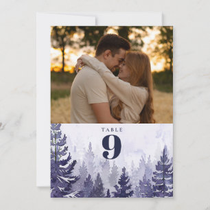 Invitation Purple Rustique Pine Tree Forest Numéro de tableau