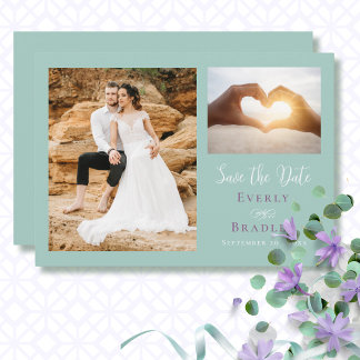 Invitation Purple Sage Green Simple QR Code Enregistrer la da