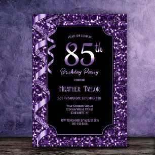 Invitation Purple Sequins 85e fête d'anniversaire