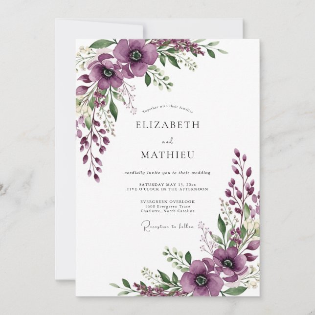 Invitation Purple Serene Meadow Wedding (Devant)