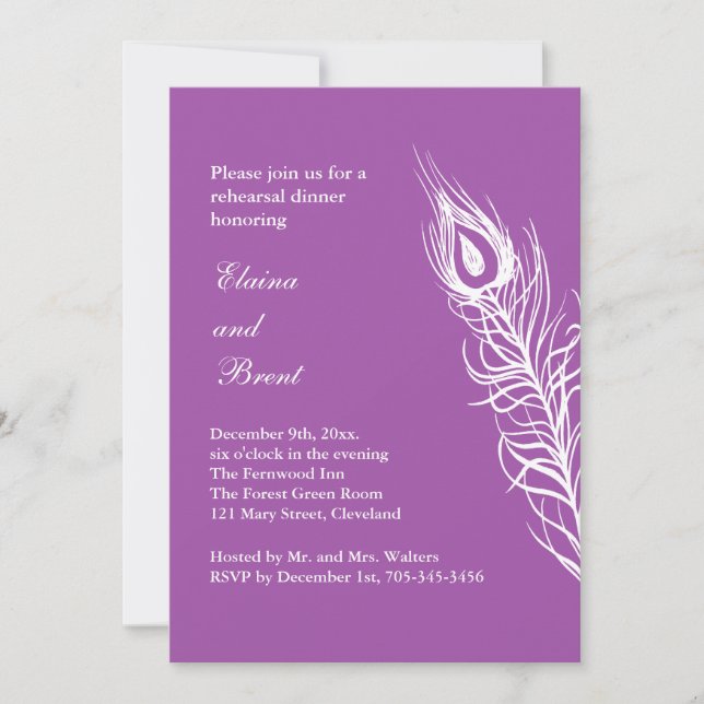 Invitation Purple Shake your Tail Feathes Reprendre Dîner de  (Devant)
