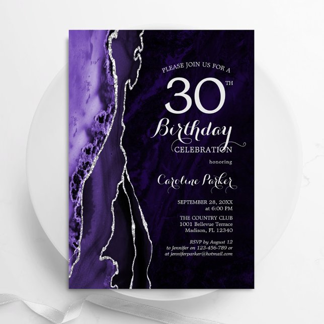 Invitation Purple Silver Agate 30e anniversaire (Créateur téléchargé)