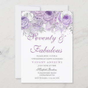 Invitation Purple Silver Soixante-dix et fabuleux 70e anniver