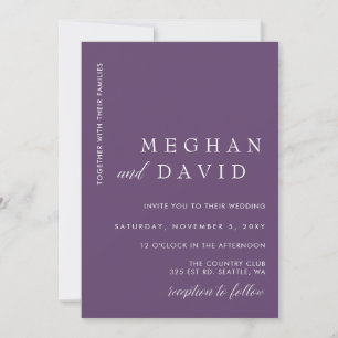 Invitation Purple Simple Élégant Minimal Mariage moderne