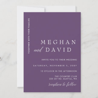 Invitation Purple Simple Élégant Minimal Mariage moderne