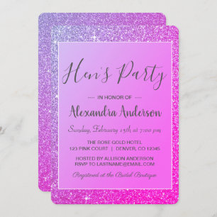 Invitation Purple Sparkle Parties scintillant Hen's Party