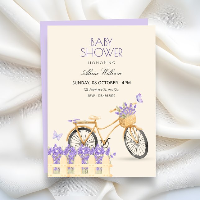 Invitation Purple spring baby shower (Créateur téléchargé)