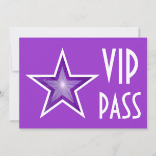 Invitation Purple Star 'VIP PASS' violet horizontal