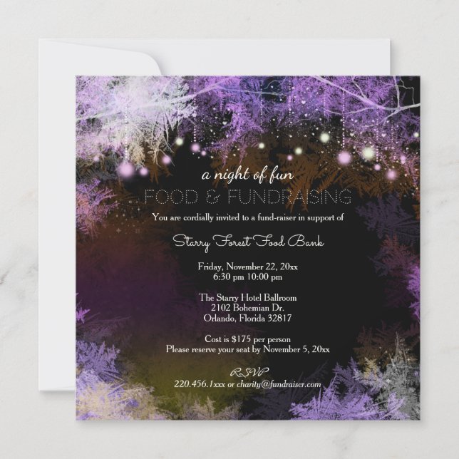 Invitation Purple Starry Forest Charity Collecte de fonds (Devant)