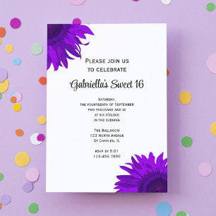Invitation Purple Sunflower Sweet 16 Anniversaire