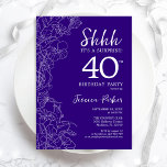 Invitation Purple Surprise 40e anniversaire<br><div class="desc">Purple Surprise 40e Invitation anniversaire. Le minimaliste design féminin moderne présente des accents botaniques et des caractères typographiques. Carte invitation florale simple parfaite pour une célébration anniversaire surprise femme élégante. Invitations Zazzle imprimées ou téléchargement instantané modèle imprimable numérique.</div>