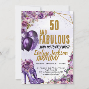 Invitation Purple talons hauts 50e fête d'anniversaire
