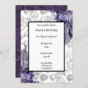 INVITATION PURPLE THÈME DE PRINTEMPS FLORAL FOIL MÉTALLIQUE A