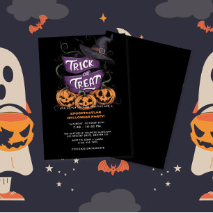 Invitation Purple Trick ou Treat Spooktacular Halloween Party