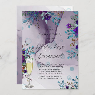 Invitation Purple Turquoise Botanique Floral Brunch & Bubbly