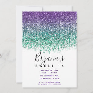 Invitation Purple Turquoise Parties scintillant mousseuse Dou