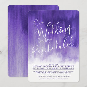 Invitation Purple ultra violet art rescheduled wedding